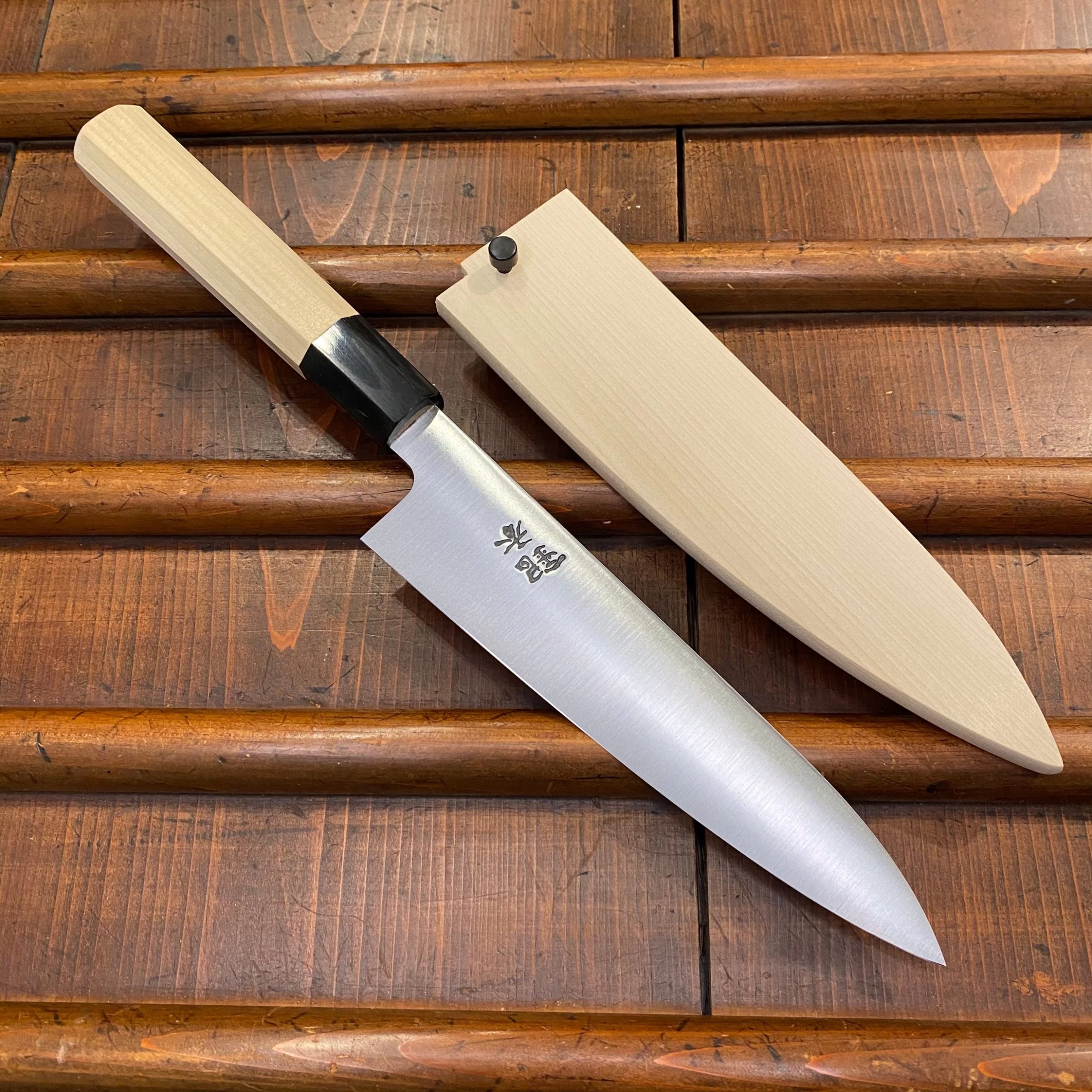 Ashi Hamono Ginga 180mm Wa-Gyuto Shirogami 2 With Saya 3 Ashi Hamono Ginga 180mm Wa-Gyuto Shirogami 2 With Saya