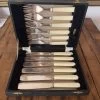 Vintage Fish Forks & Knives Silverplate & Celluloid -English 1930's? -Knife shop 080537e3 9409 4ff2 a0f8 b3f04914dd78