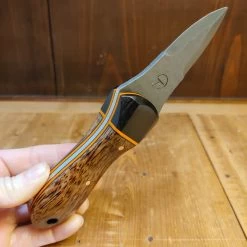Alma Knife Co. Carolina Shucker - Red Palm | Gabon Ebony | Black/Orange G10 Liners -Knife shop 1668901754344