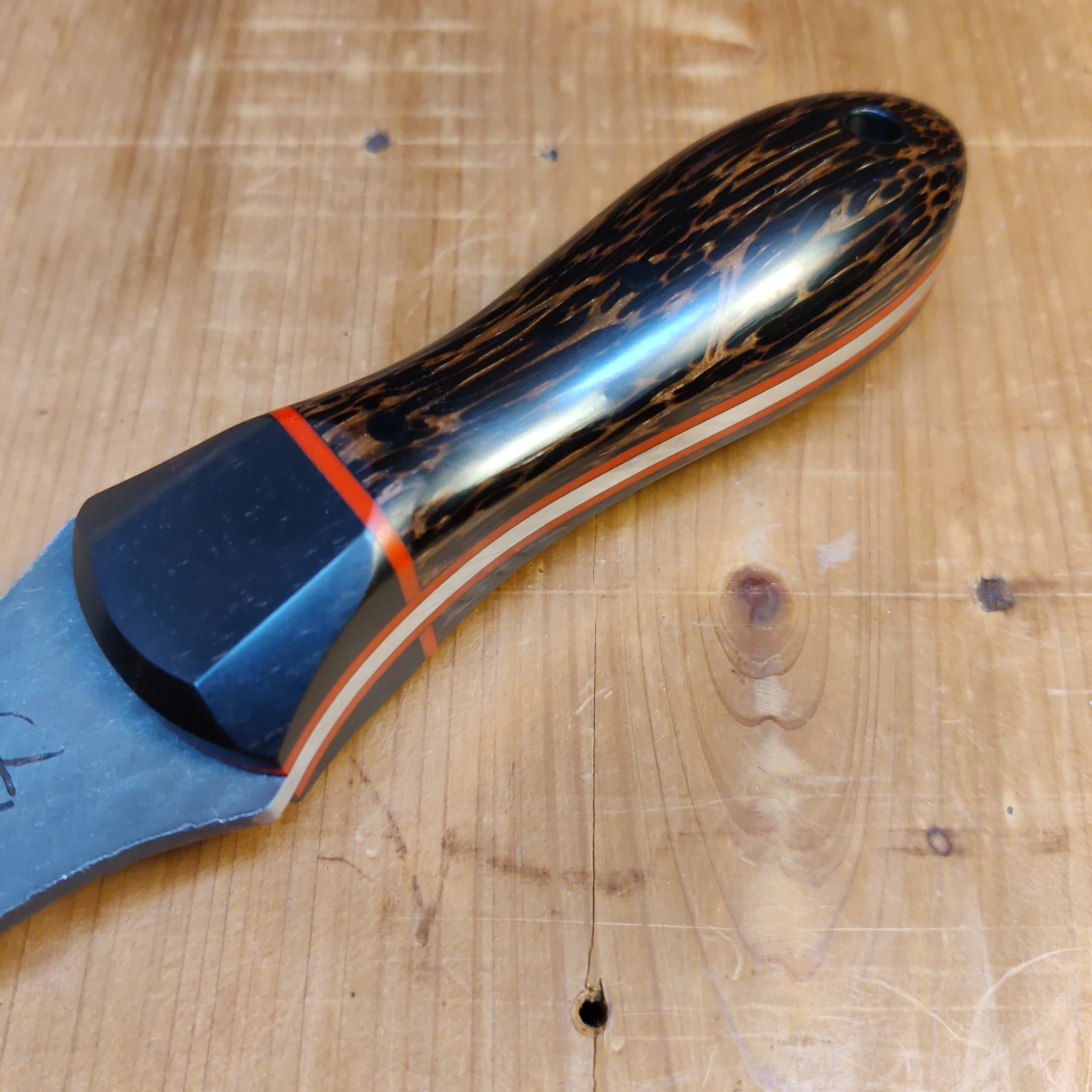 Alma Knife Co. Carolina Shucker - Black Palm | Gabon Ebony | Red G10 Liners 4 Alma Knife Co. Carolina Shucker - Black Palm | Gabon Ebony | Red G10 Liners - Image 2