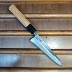 Kumokage 150mm Honesuki Aogami 2 Kurouchi Carbon Damascus Teak Horn