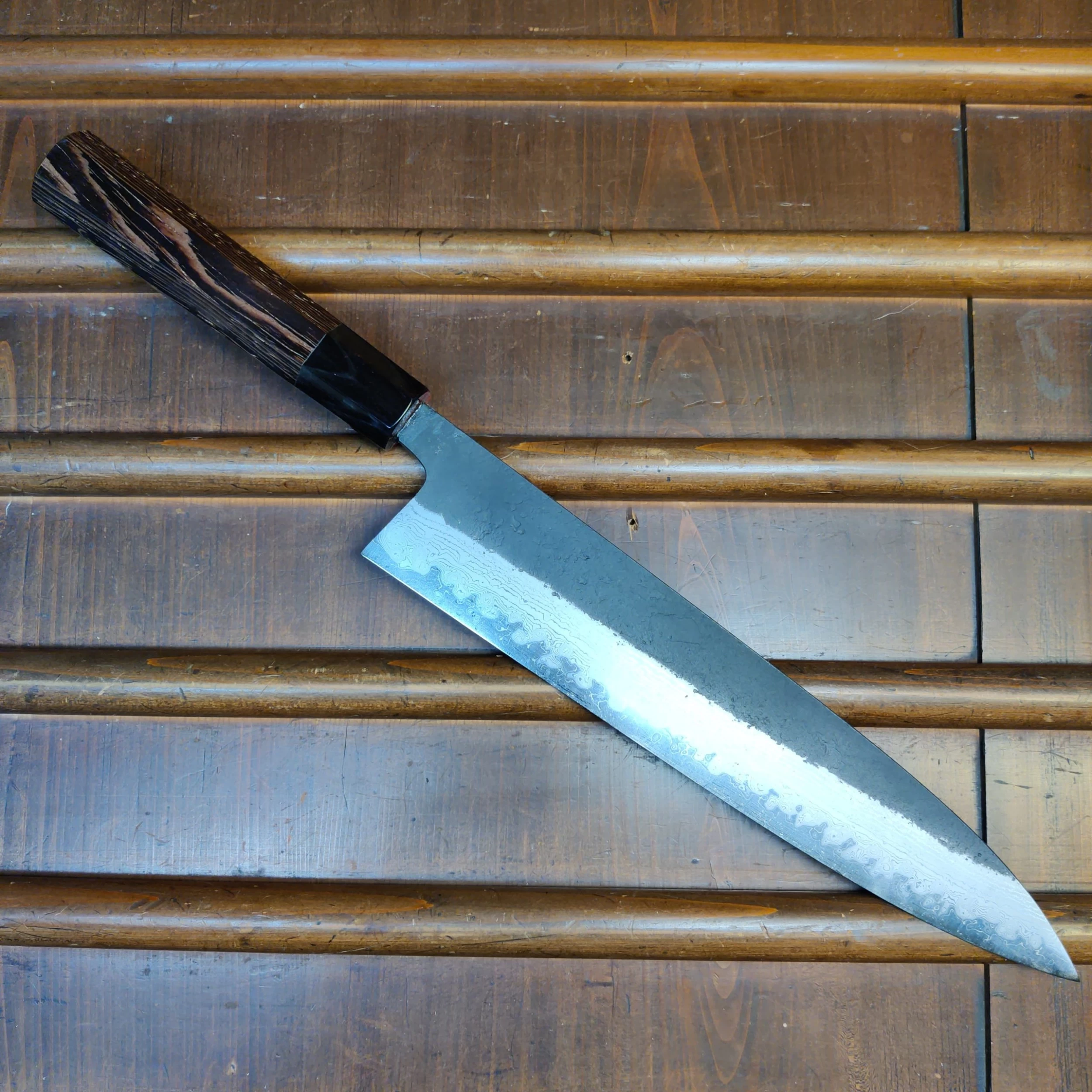 Hatsukokoro Shinkiro 240mm Gyuto Aogami Super Nihei Damascus Kurouchi Wenge 3 Hatsukokoro Shinkiro 240mm Gyuto Aogami Super Nihei Damascus Kurouchi Wenge
