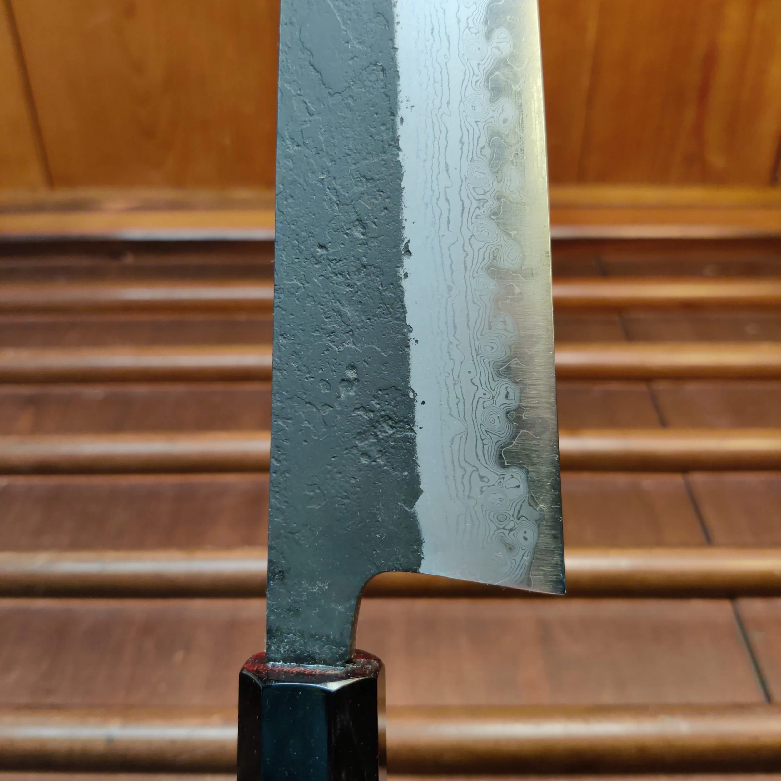 Hatsukokoro Shinkiro 240mm Gyuto Aogami Super Nihei Damascus Kurouchi Wenge 9 Hatsukokoro Shinkiro 240mm Gyuto Aogami Super Nihei Damascus Kurouchi Wenge - Image 7