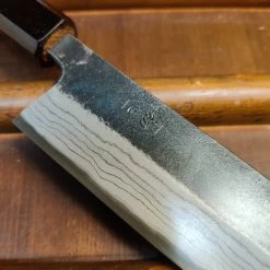 Kumokage 250mm Kiritsuke Sujihiki Aogami 2 Kurouchi Carbon Damascus Teak Horn -Knife shop 1671137819491