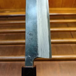 Kumokage 250mm Kiritsuke Sujihiki Aogami 2 Kurouchi Carbon Damascus Teak Horn -Knife shop 1671137867677