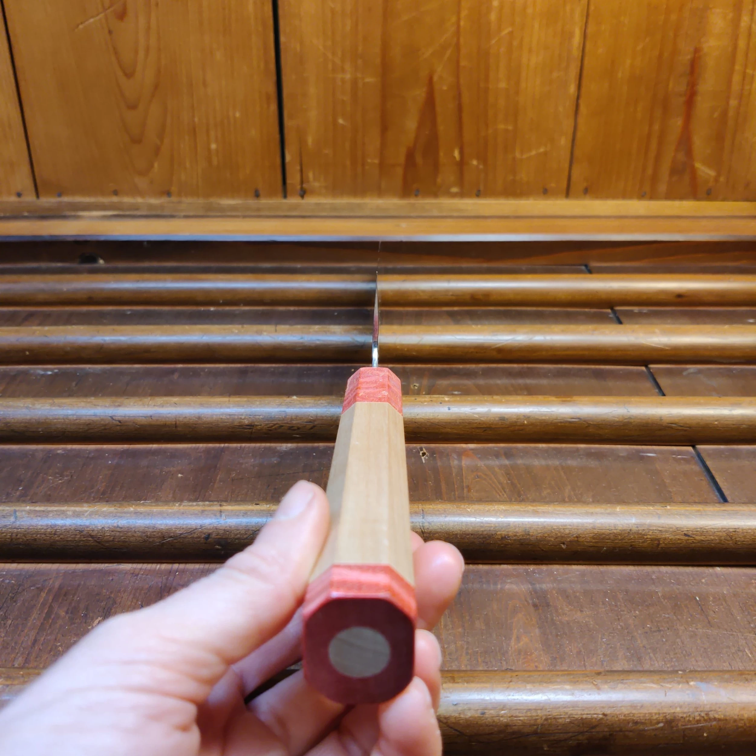 Nigara Hamono 210mm Kiritsuke Gyuto VG10 Suminagashi Tsuchime Maple 4 Nigara Hamono 210mm Kiritsuke Gyuto VG10 Suminagashi Tsuchime Maple - Image 2