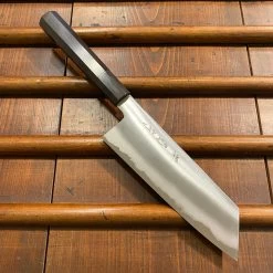 Sakai Kikumori Yugiri 180mm Kiritsuke Santoku Stainless Clad Aogami 1 Ebony With Saya