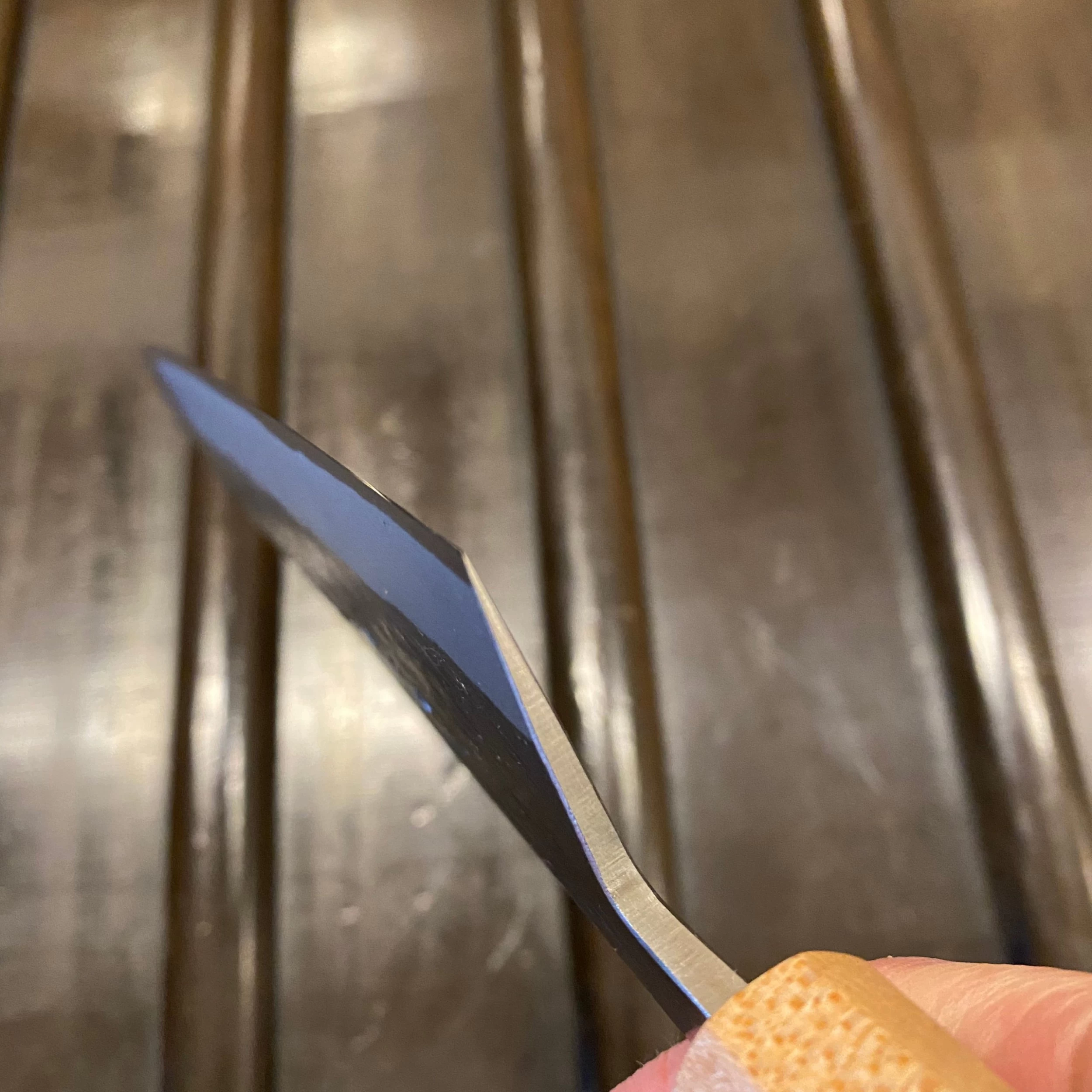 Hitohira TD 210mm Gyuto Stainless Clad Aogami 2 Kurouchi 6 Hitohira TD 210mm Gyuto Stainless Clad Aogami 2 Kurouchi - Image 4