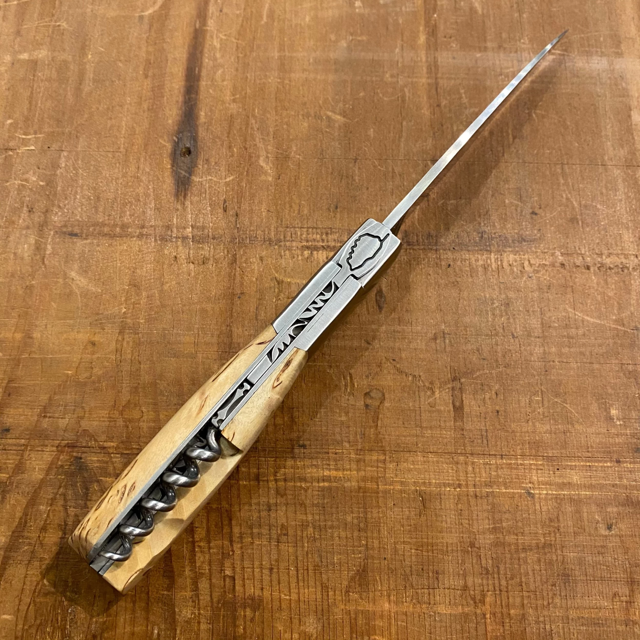 Fontenille Pataud Sperone 12cm Pocket Knife Curly Birch With Corkscrew 5 Fontenille Pataud Sperone 12cm Pocket Knife Curly Birch With Corkscrew - Image 3