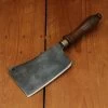 Vintage Antique 6" Cleaver Carbon 'Cast Steel No 1' Turned Handle Brass Ferrule - English? -Knife shop 4 12 157