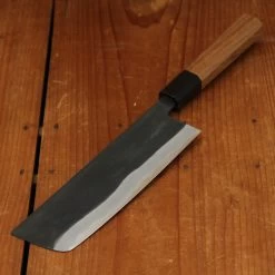 Kamo Shiro 180mm Nakiri Aogami Super Kurouchi Teak Horn -Knife shop 4 12 195