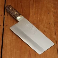 Hatsukokuro Nakagawa 175mm Chinese Cleaver Ginsanko Stabilized Maple Burl