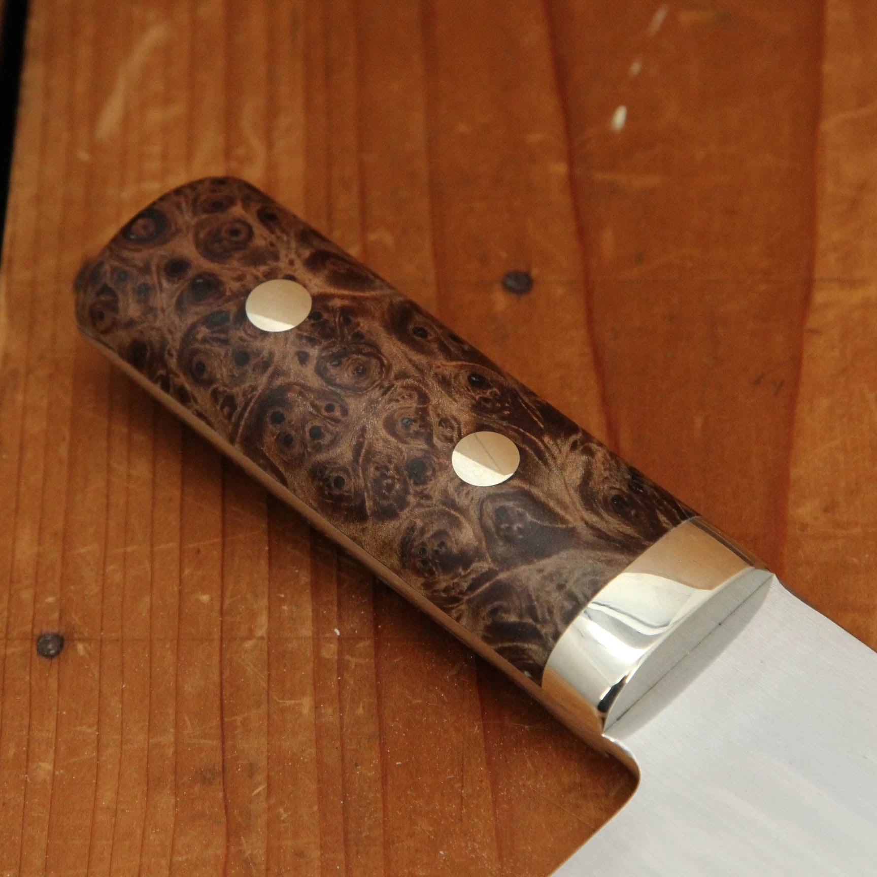 Hatsukokuro Nakagawa 175mm Chinese Cleaver Ginsanko Stabilized Maple Burl 4 Hatsukokuro Nakagawa 175mm Chinese Cleaver Ginsanko Stabilized Maple Burl - Image 2