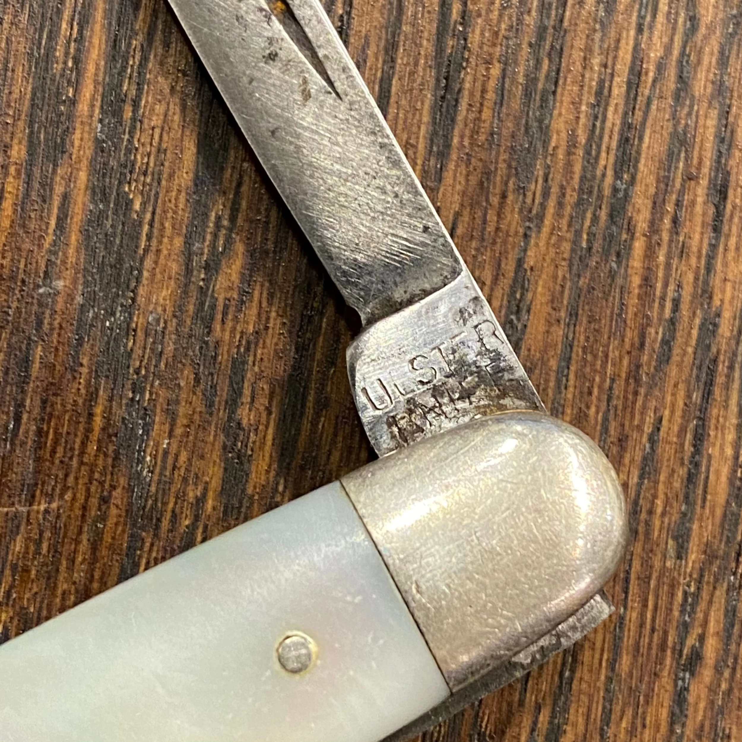 Vintage Ulster Knife Co. 2 7/8" Pen Knife Carbon Steel & Mother Of Pearl 1876-1941 6 Vintage Ulster Knife Co. 2 7/8" Pen Knife Carbon Steel & Mother Of Pearl 1876-1941 - Image 4