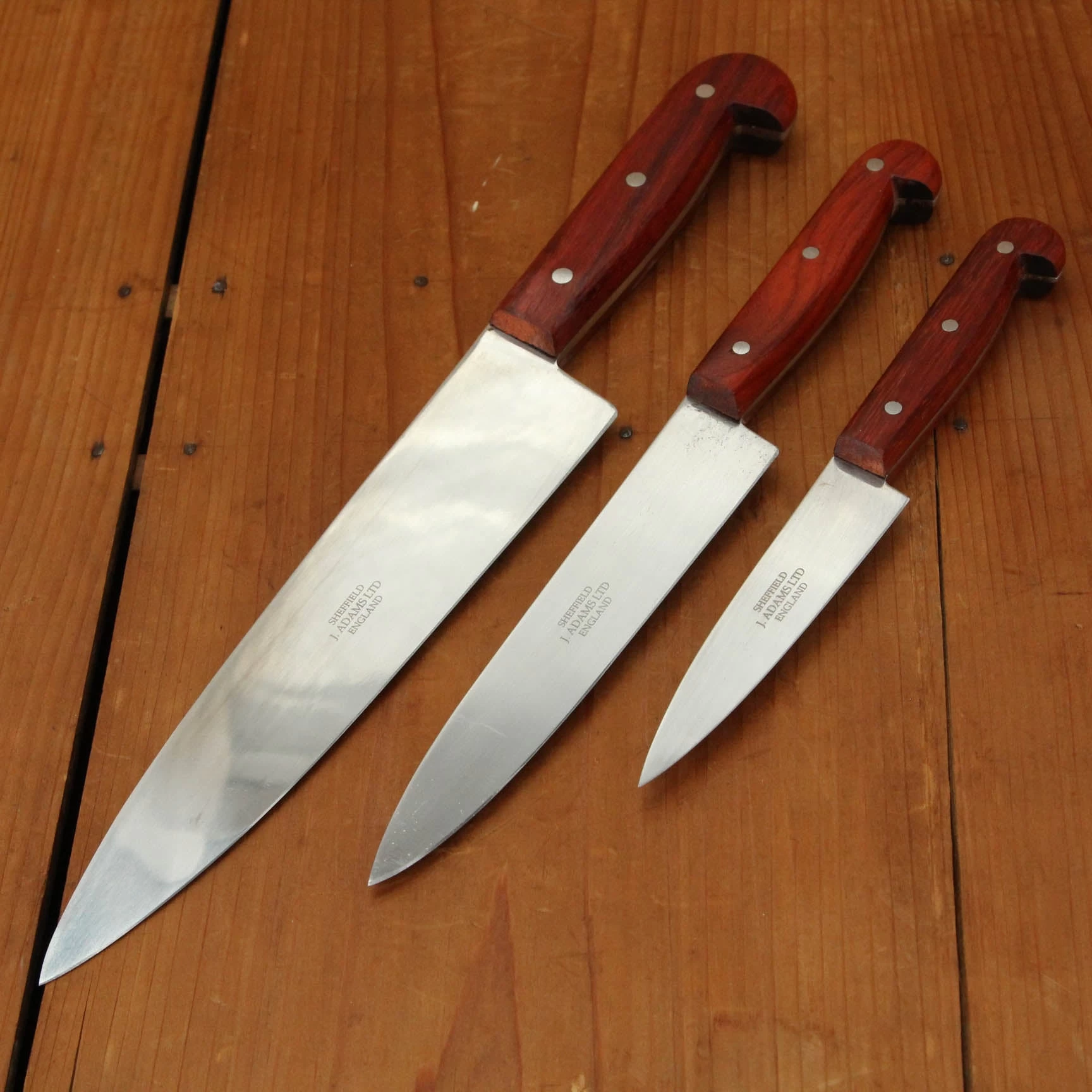 J Adams Carbon Steel Padauk 3 Knife Set 3 J Adams Carbon Steel Padauk 3 Knife Set