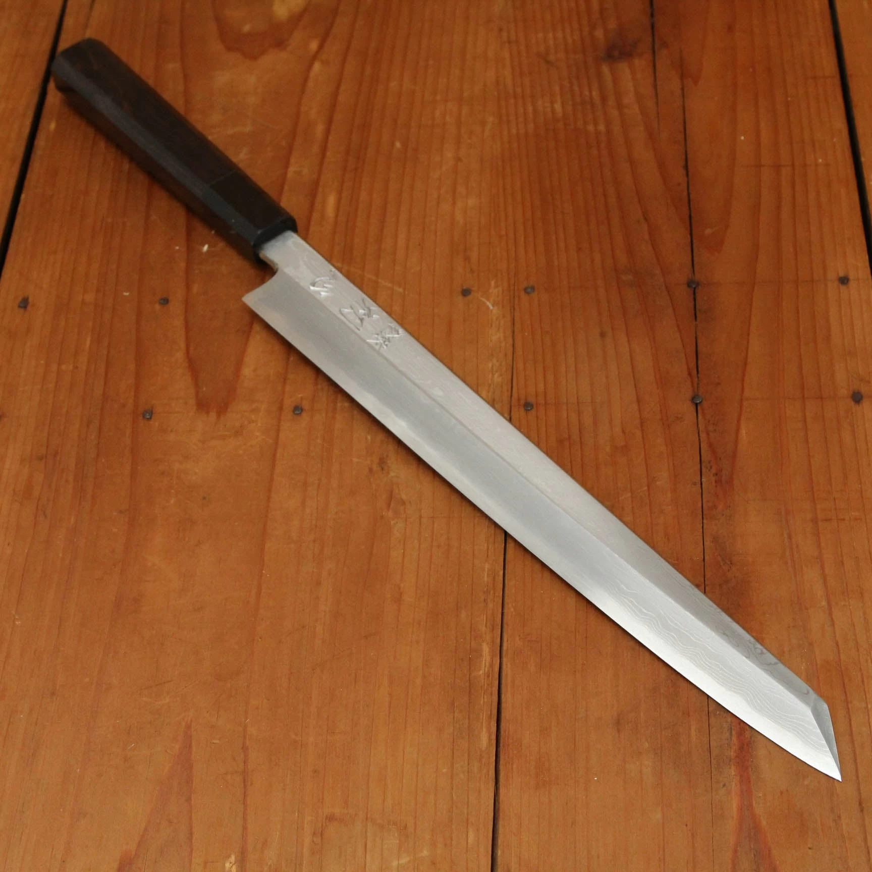 Hatsukokuro Nakagawa 300mm Kiritsuke Yanagi Aogami 1 Damascus Black Buffalo Horn 3 Hatsukokuro Nakagawa 300mm Kiritsuke Yanagi Aogami 1 Damascus Black Buffalo Horn