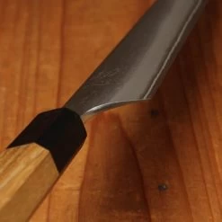 Yoshikane Hamono 240mm Sujihiki Shirogami 2 Nashiji Teak Handle -Knife shop 8 21 1507