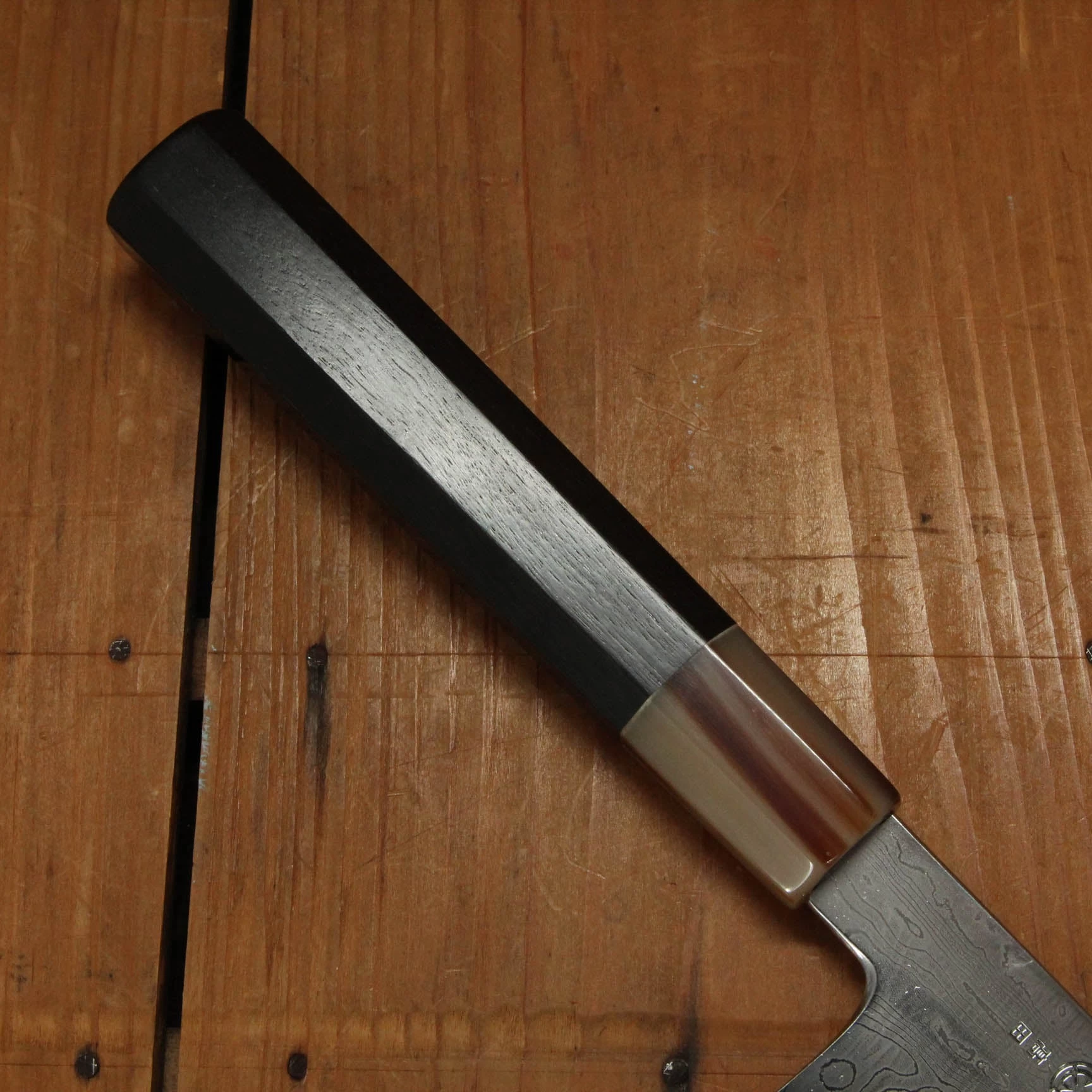 Takada No Hamono 240mm Kiritsuke Gyuto Aogami 1 Suminagashi Ebony Octagonal 4 Takada No Hamono 240mm Kiritsuke Gyuto Aogami 1 Suminagashi Ebony Octagonal - Image 2