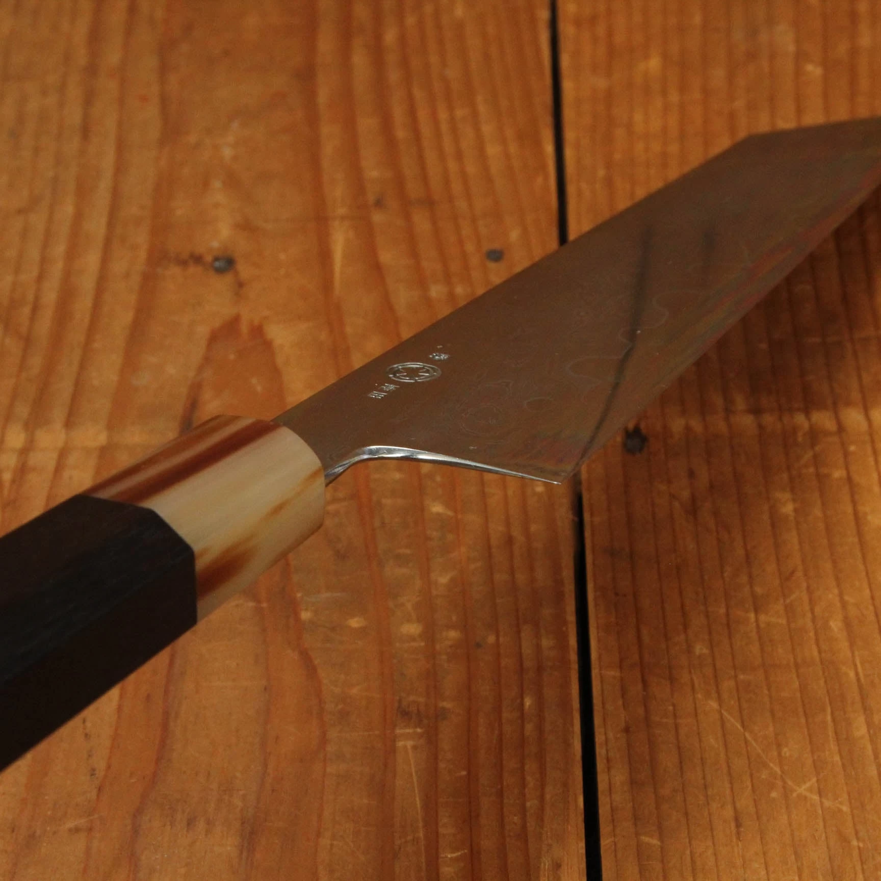 Takada No Hamono 240mm Kiritsuke Gyuto Aogami 1 Suminagashi Ebony Octagonal 8 Takada No Hamono 240mm Kiritsuke Gyuto Aogami 1 Suminagashi Ebony Octagonal - Image 6