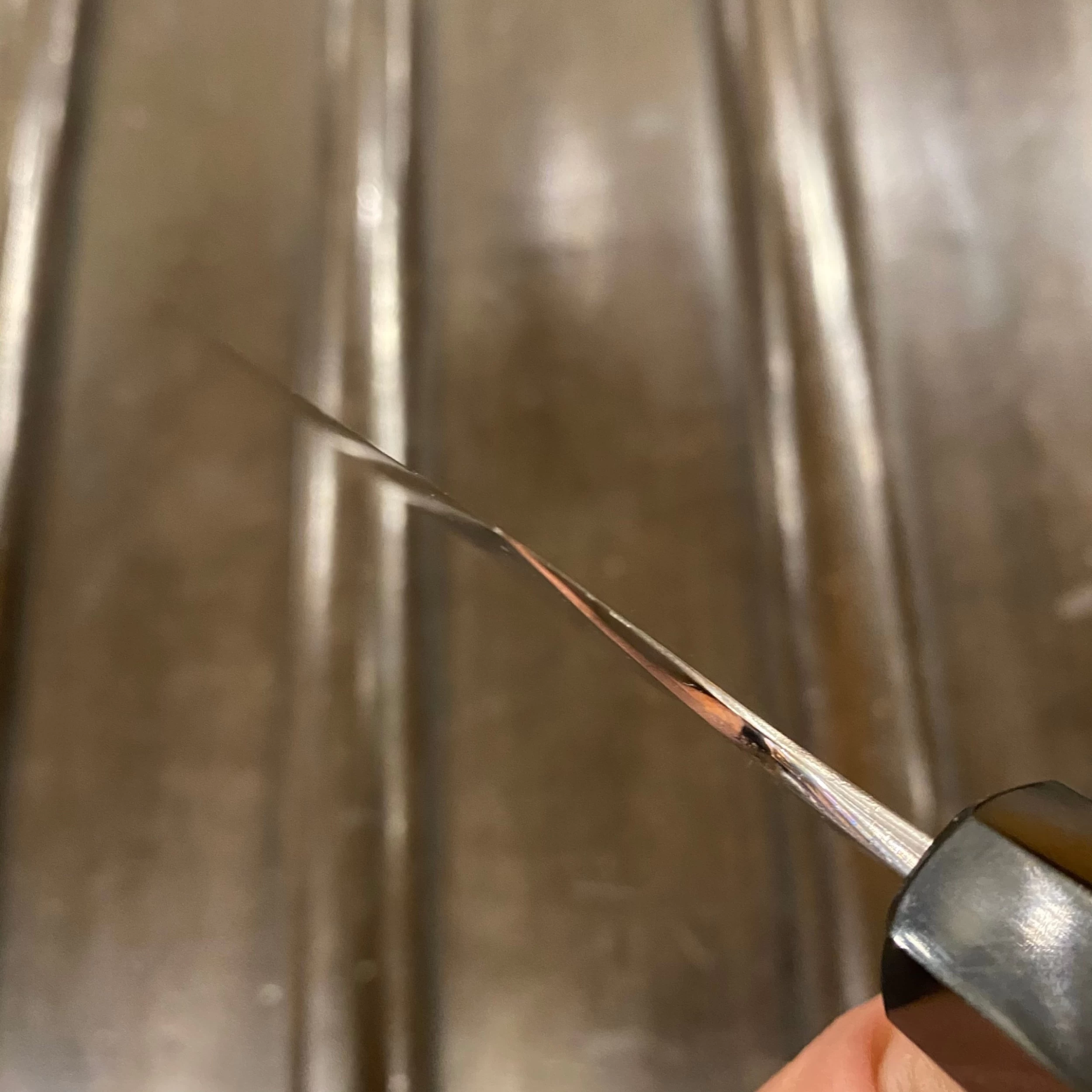 Takada No Hamono 210mm Gyuto Iron Clad Shirogami 2 Suiboku Finish Octagonal Ho & Horn Handle 6 Takada No Hamono 210mm Gyuto Iron Clad Shirogami 2 Suiboku Finish Octagonal Ho & Horn Handle - Image 4