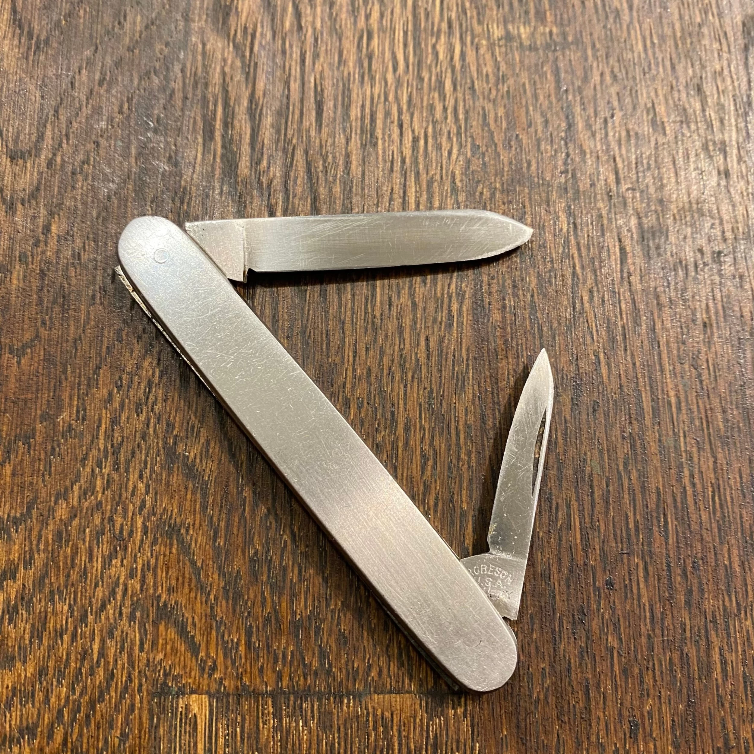 Vintage Robeson Shuredge “Delhi” 3” Pen Stainless Blade Nickel Scales 1922-77 4 Vintage Robeson Shuredge “Delhi” 3” Pen Stainless Blade Nickel Scales 1922-77 - Image 2