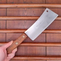 Vintage Bourgade 7" Cleaver Carbon Steel Rosette Rivets 1930's-50's? 10oz -Knife shop IMG20230215154319