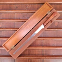 Vintage KA-BAR 11.75" Semi Flex Epicure Slicer Chrome Plated Carbon Steel With Box 1940's-50's