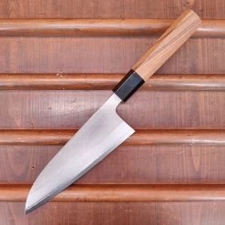 Yoshikane Hamono 165mm Santoku Shirogami 2 Nashiji Teak Handle -Knife shop IMG20230224155456