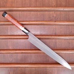 Nigara Hamono 270mm Yanagi Shirogami 1 Mizu Honyaki Barin Burl Double Horn