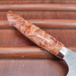 Nigara Hamono SG2 180mm Kiritsuke Nakiri Migaki Tsuchime Stabilized Maple Burl Western Handle -Knife shop IMG20230321130659