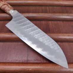 Nigara Hamono 180mm Santoku SG2 Migaki Tsuchime Stabilized Maple Burl Western Handle -Knife shop IMG20230321131146