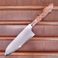 Nigara Hamono 180mm Santoku SG2 Migaki Tsuchime Stabilized Maple Burl Western Handle -Knife shop IMG20230321131249