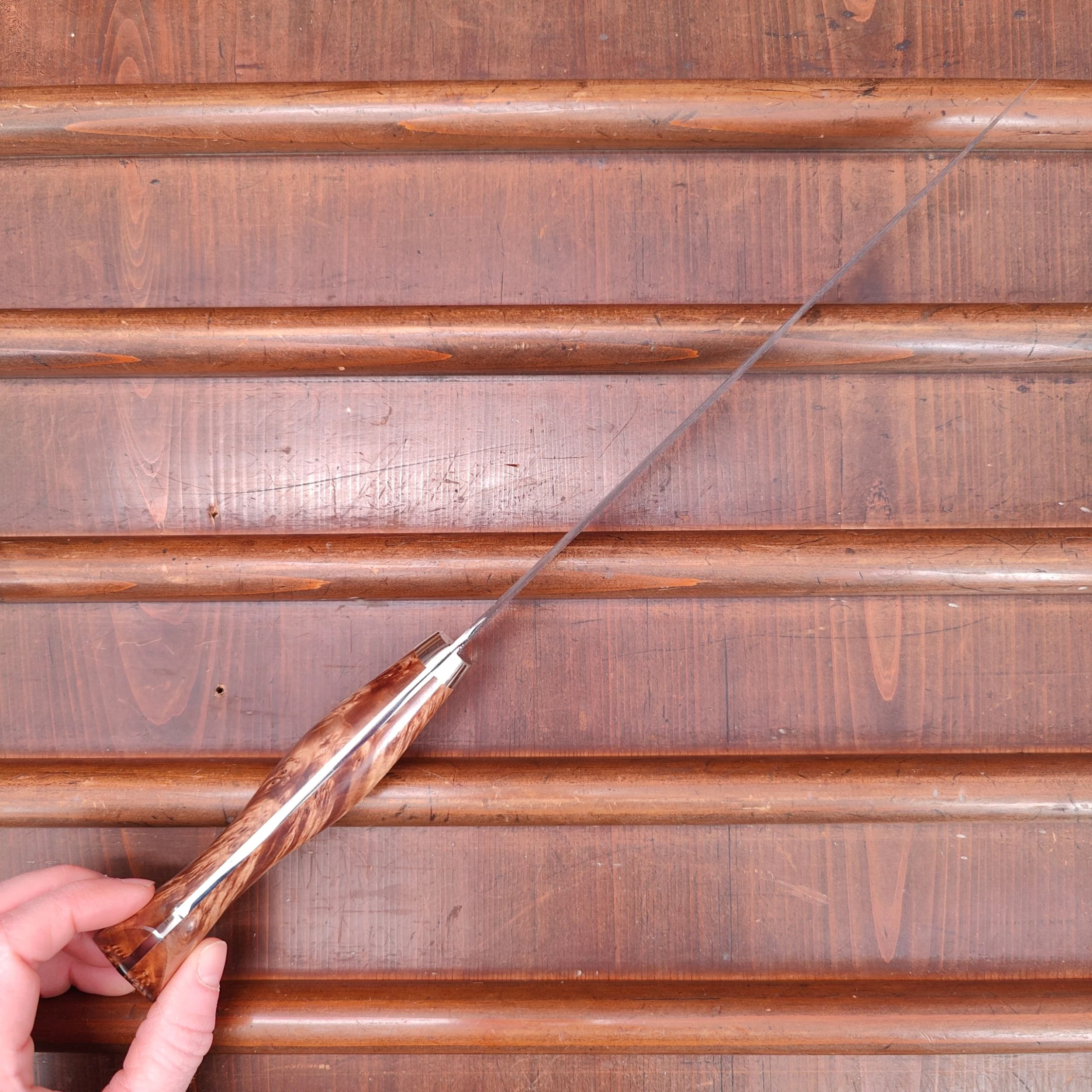 Nigara Hamono SG2 240mm Gyuto Damascus Stabilized Maple Burl Western Handle 7 Nigara Hamono SG2 240mm Gyuto Damascus Stabilized Maple Burl Western Handle - Image 5