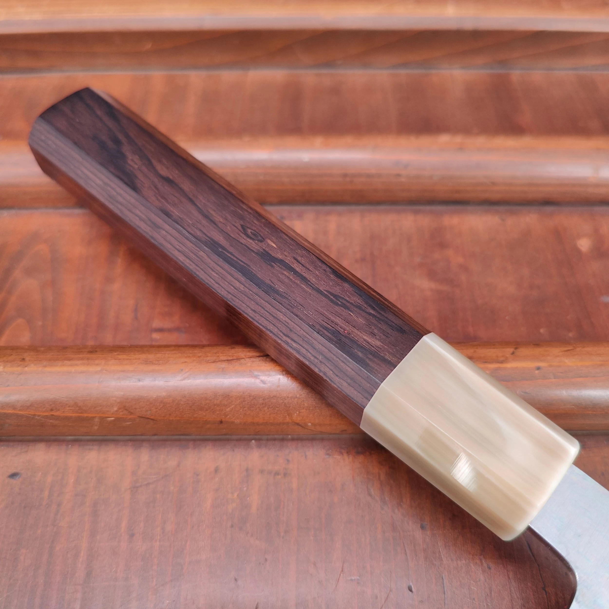 Yoshikazu Tanaka 270mm Kiritsuke Sujihiki Shirogami 1 Damascus Ebony 5 Yoshikazu Tanaka 270mm Kiritsuke Sujihiki Shirogami 1 Damascus Ebony - Image 3