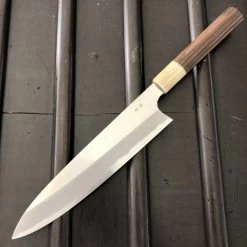 Hitohira Togashi 240mm Gyuto Stainless Clad Aogami 1 Macasser Ebony & Blonde Horn With Saya -Knife shop hitohira togashi 240mm gyuto stainless clad ao 1 m 3066441b a957 4090 8111 545501dd5e0d