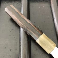 Hitohira Togashi 240mm Gyuto Stainless Clad Aogami 1 Macasser Ebony & Blonde Horn With Saya -Knife shop hitohira togashi 240mm gyuto stainless clad ao 1 m a1715cc8 f90e 4acd a0c8 d343dd2c2e95