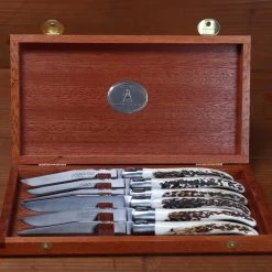 Fontenille Pataud Laguiole Steak Knife Set Of 6 Stag