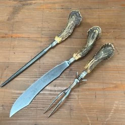 Vintage Meriden Cutlery Co Carving Set Carbon Steel Crown Stag 1918-1925 -Knife shop image 06e742f1 5404 45f8 b5c6 778677f87742