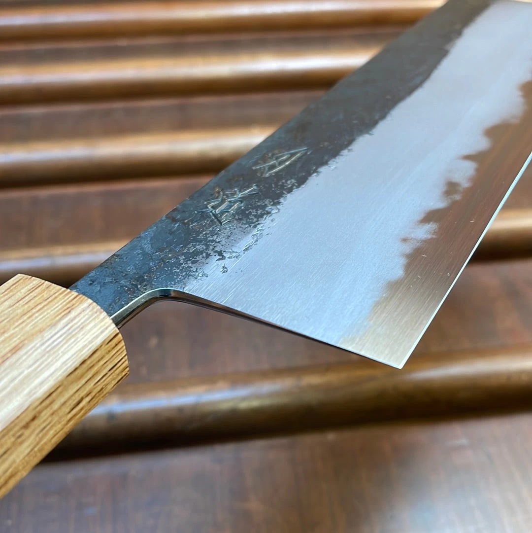Hado Sumi 165mm Nakiri Shirogami 2 Kurouchi Finish Burnt Oak 7 Hado Sumi 165mm Nakiri Shirogami 2 Kurouchi Finish Burnt Oak - Image 5