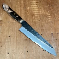 Nigara Hamono 210mm Gyuto SG2 Kurouchi Tsuchime Stabilized Maple Burl W/ Acrylic Western Handle