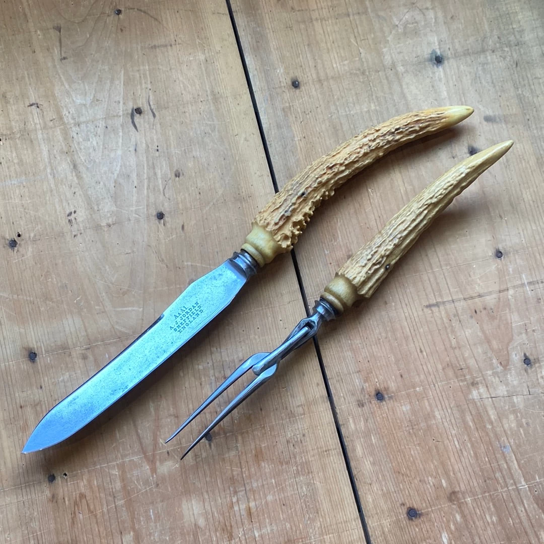 Vintage A J Jordan AAA1 Small Carving Set Sheffield 1890’s-1920’s 3 Vintage A J Jordan AAA1 Small Carving Set Sheffield 1890’s-1920’s