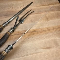 Vintage SL&S Sheffield Ltd Cutlers Carving Set Carbon Steel & Stag ~1900-1920 -Knife shop image 1be276d5 9ca2 4e18 bdd7 b07b68dbe904