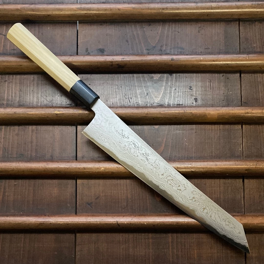 Sakai Kikumori X Bernal Cutlery Sori 270mm Kiritsuke Sujihiki Aogami 1 Suminagashi 3 Sakai Kikumori X Bernal Cutlery Sori 270mm Kiritsuke Sujihiki Aogami 1 Suminagashi