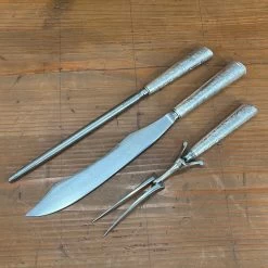 Vintage Crown Cutlery Co Carving Set Carbon Steel Sterling Sheffield