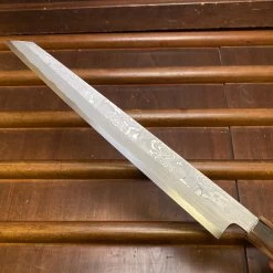 Seconds - Hitohira Tanaka Manzo 270mm LEFTY Kiritsuke Yanagi Aogami 1 Damascus Ebony With Saya -Knife shop image 2631ed77 6805 40b6 a5f2 f909e1e70d4a