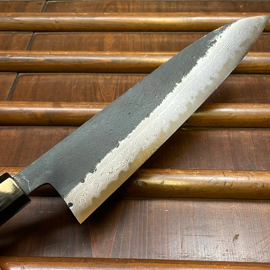 Hatsukokoro Shinkiro 210mm Gyuto Aogami Super Nihei Damascus Kurouchi Wenge 5 Hatsukokoro Shinkiro 210mm Gyuto Aogami Super Nihei Damascus Kurouchi Wenge - Image 3