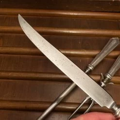 Vintage Unmarked 3pc Carving Set Carbon Steel Sterling Handles USA 1890’s-1920’s? -Knife shop image 2c794ab5 e661 4817 bc7c 1cd8e8adf4e2