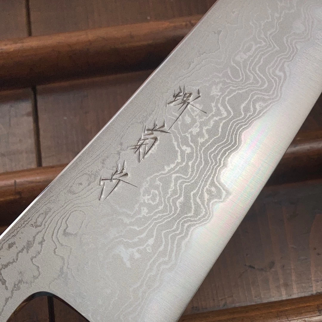 Sakai Kikumori X Bernal Cutlery Sori 255mm Kiritsuke Gyuto Aogami 1 Suminagashi 11 Sakai Kikumori X Bernal Cutlery Sori 255mm Kiritsuke Gyuto Aogami 1 Suminagashi - Image 9