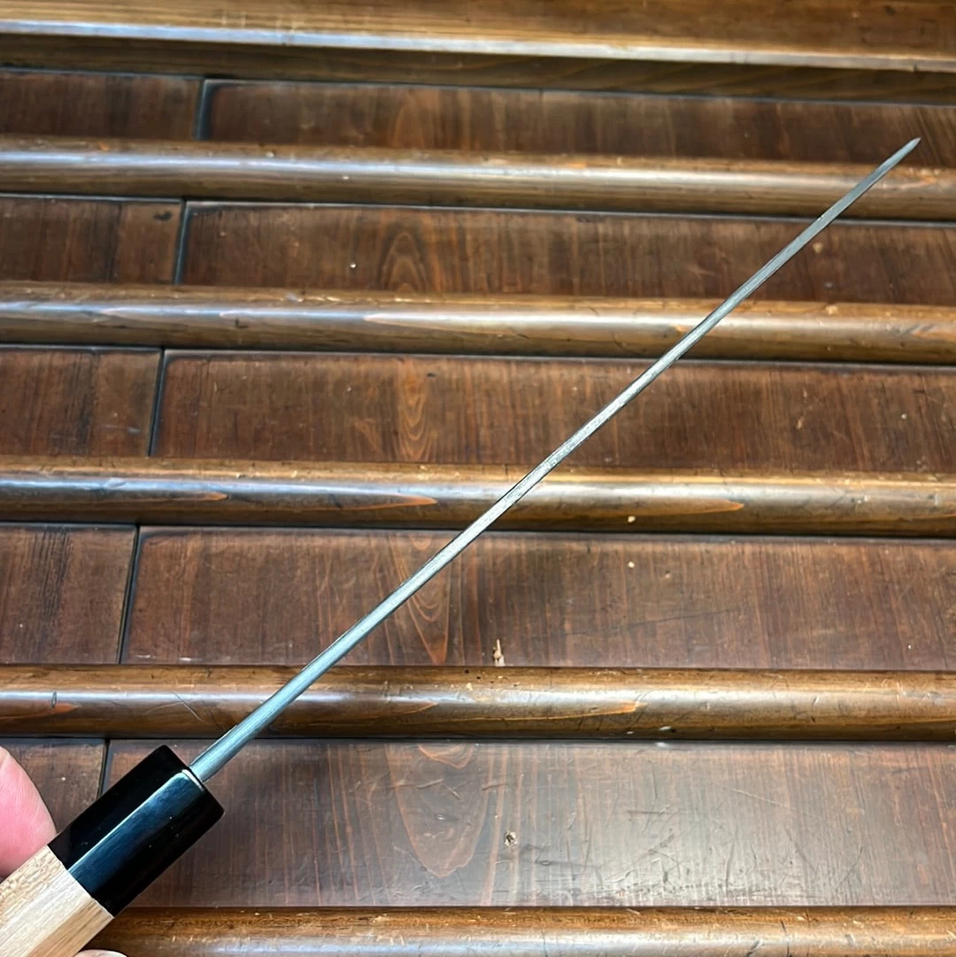 Tsukasa Hinoura 240mm Gyuto Shirogami Warikomi Kitaeji Suminagashi Double Horn Enju 5 Tsukasa Hinoura 240mm Gyuto Shirogami Warikomi Kitaeji Suminagashi Double Horn Enju - Image 3