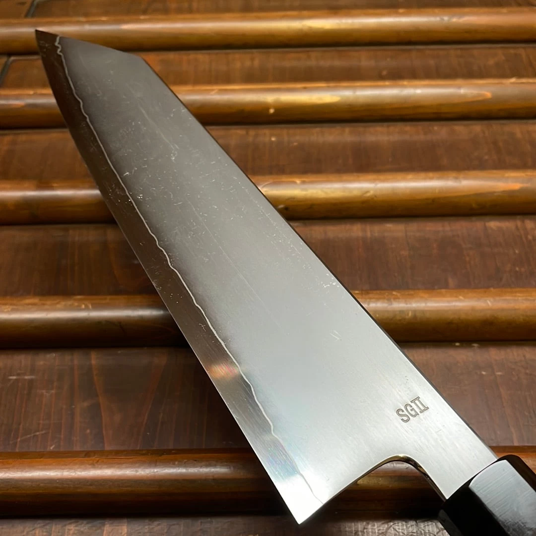 Myojin Naohito 240mm Kiritsuke Gyuto SG2 Stainless Kasumi Teak 8 Myojin Naohito 240mm Kiritsuke Gyuto SG2 Stainless Kasumi Teak - Image 6